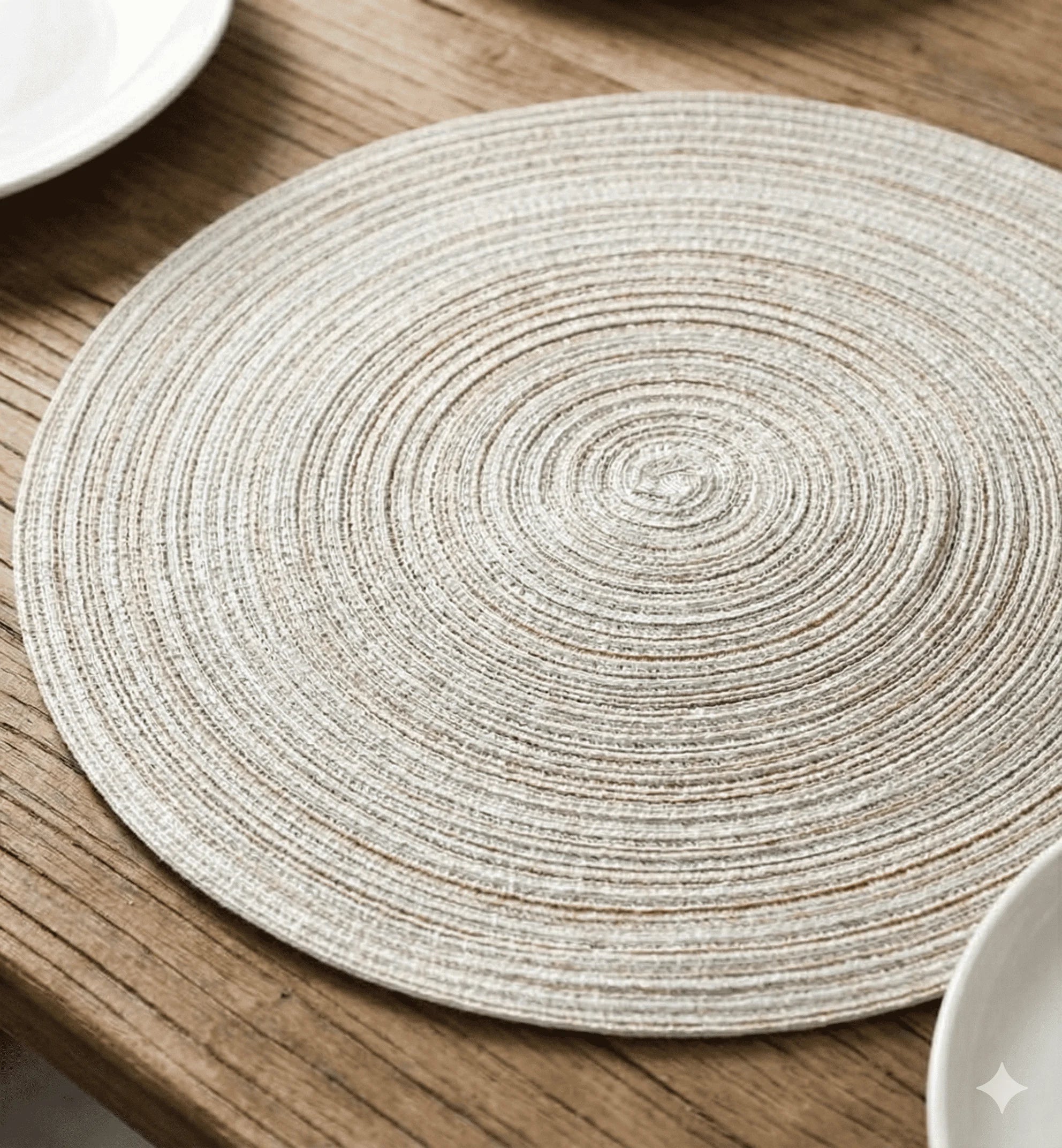 Round Woven Linen Table Placemats 6 Pieces
