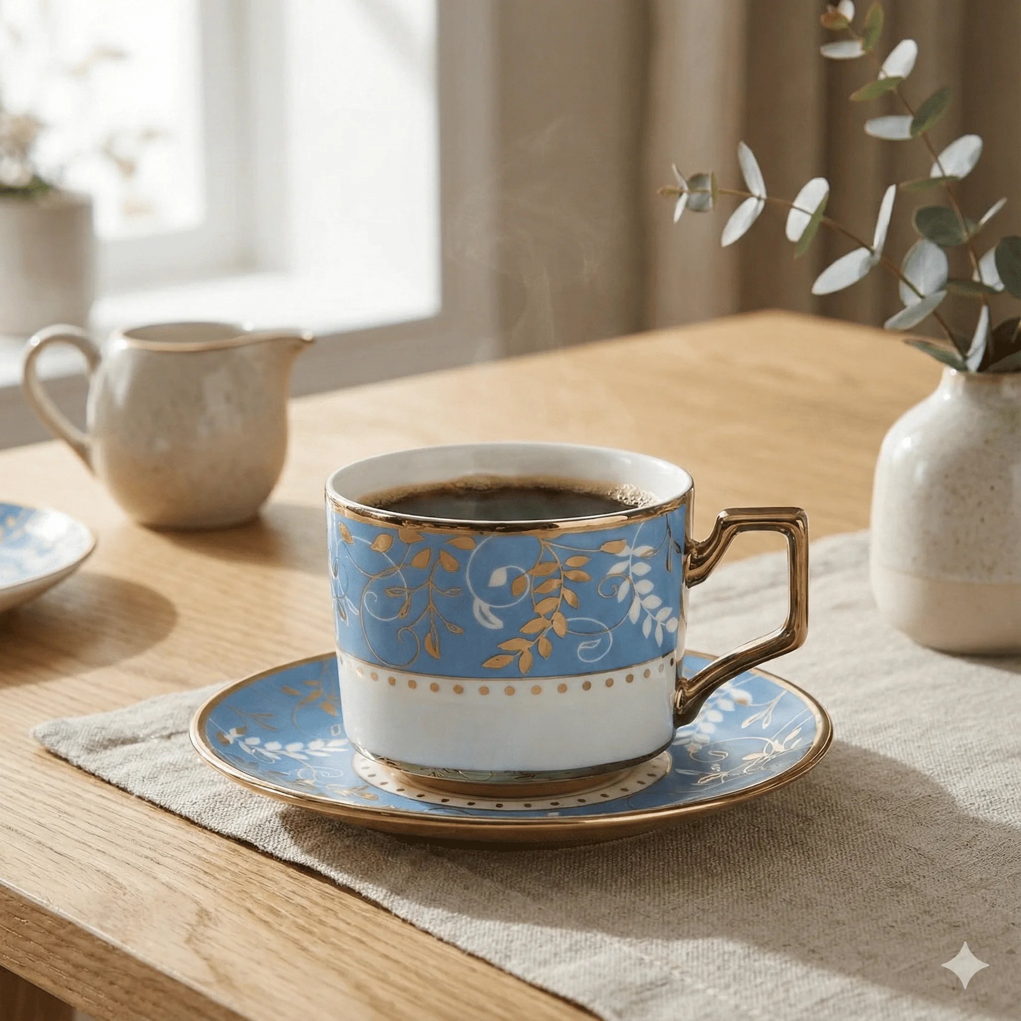 Ceramic Tea Cups and Saucers 6 Cups 6 Saucers