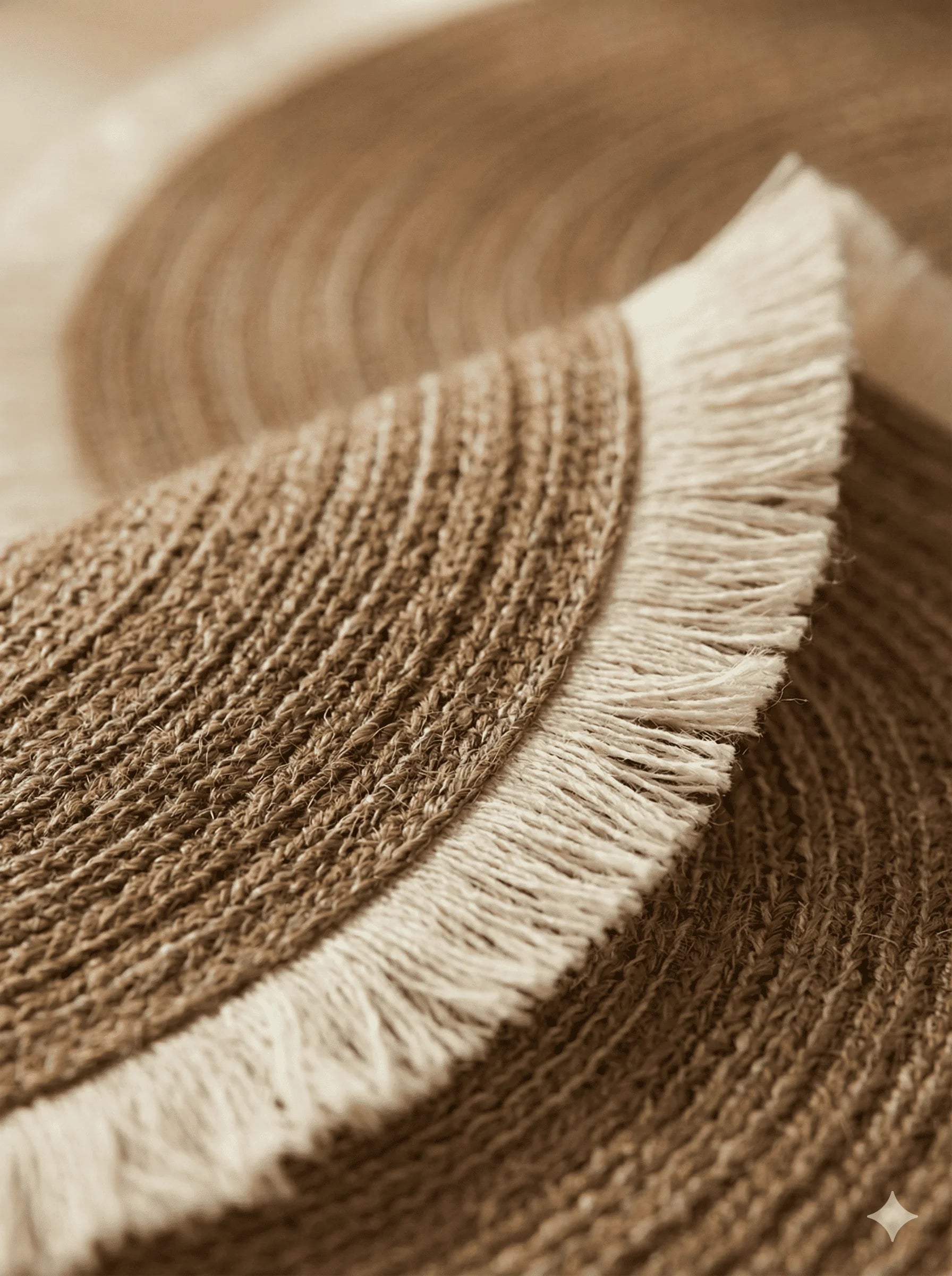 Round Woven Table Placemats Natural Tone 4 Pieces