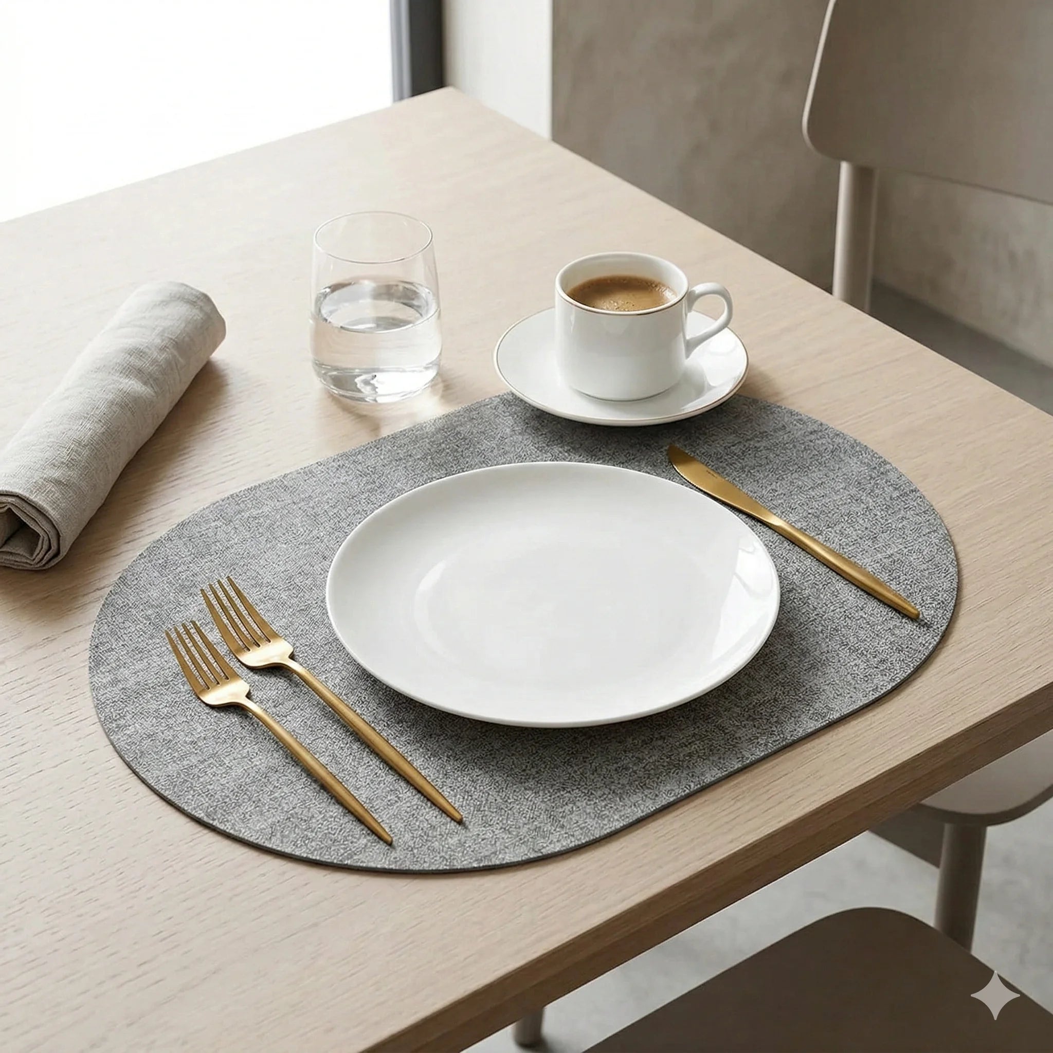 Faux Leather Finish Oval Placemats 6-Pack 45 x 30 cm