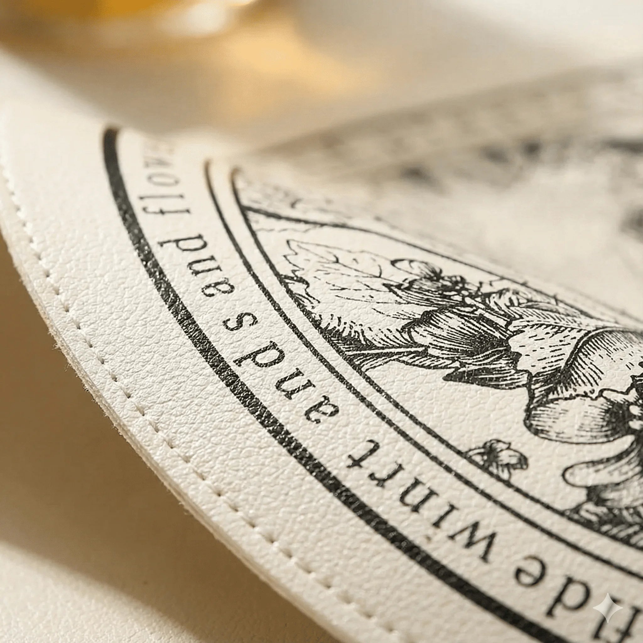 Oval Waterproof Table Mat PU Leather Floral Placemat 4 Pieces