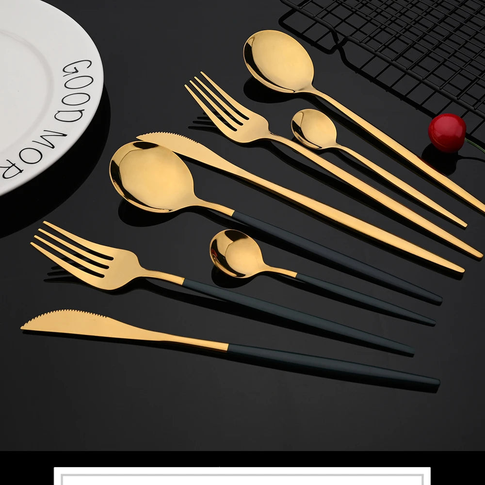 Black Gold Stainless Steel Cutlery Set