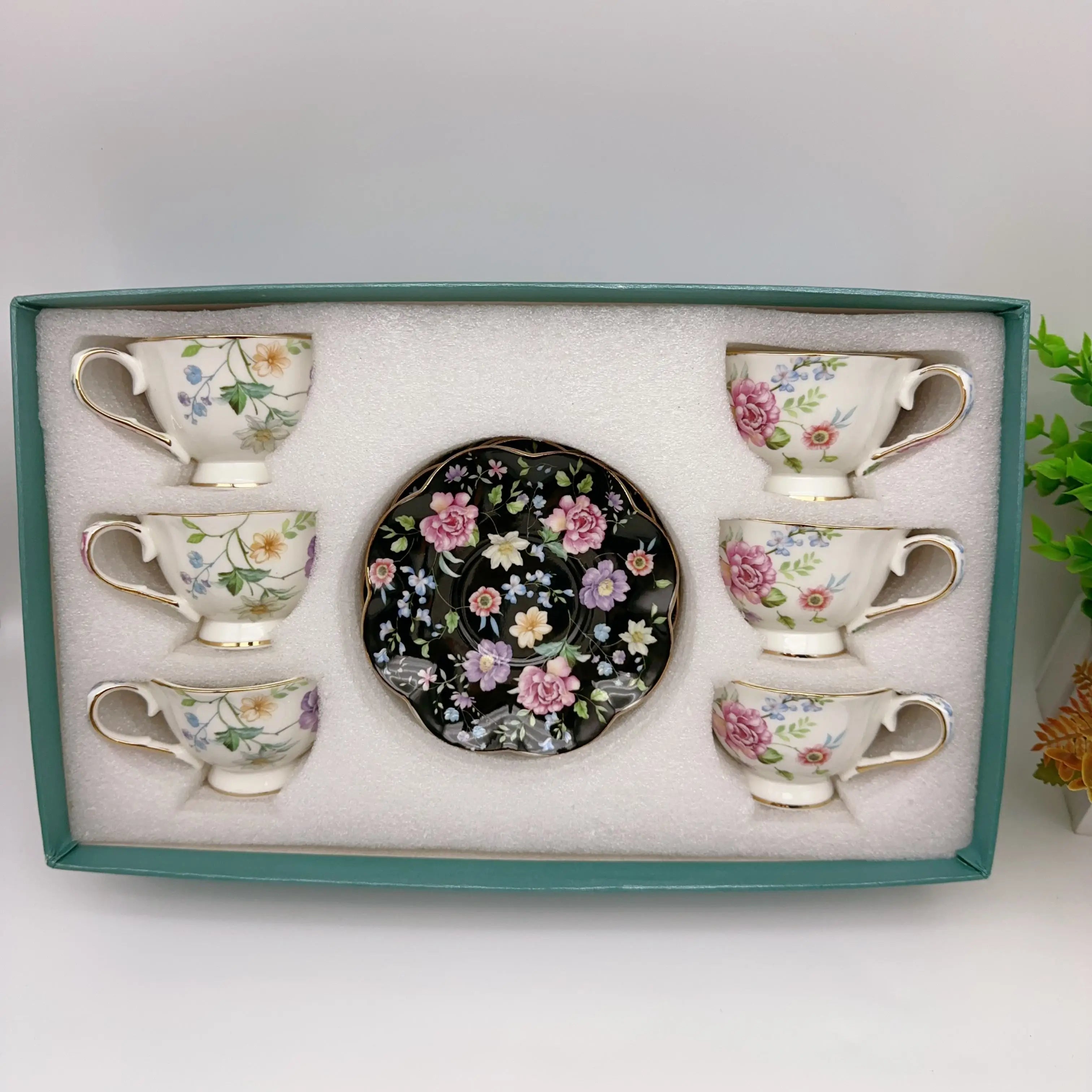 European Floral Coffee Cup Set 90ml (12 Piece)