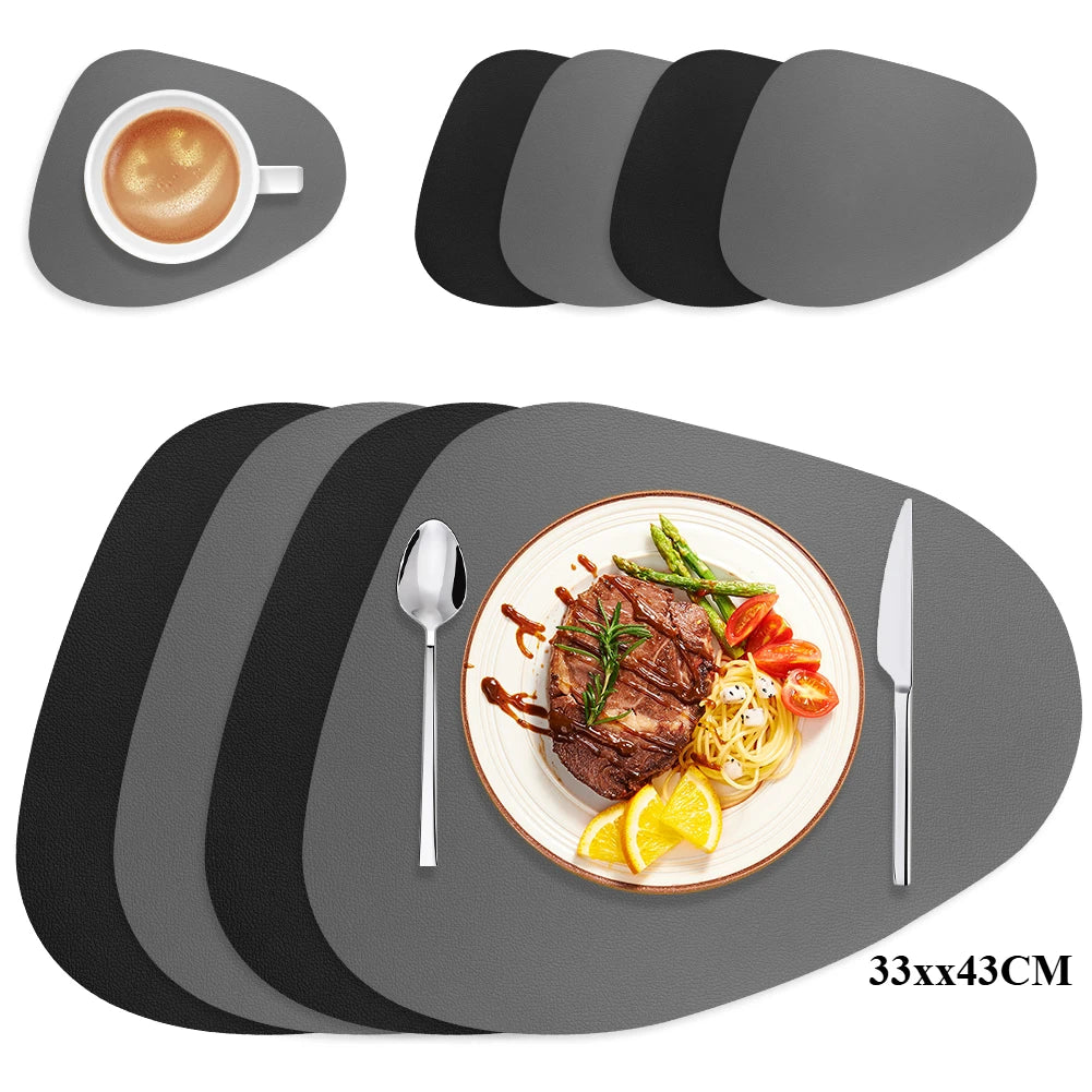 Irregular Shape PU Leather Placemats Set