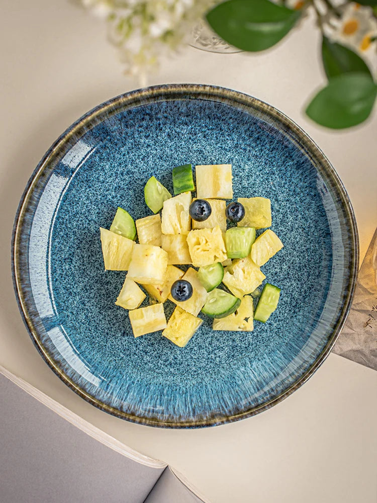 Retro European Ceramic Flat Pasta Plate