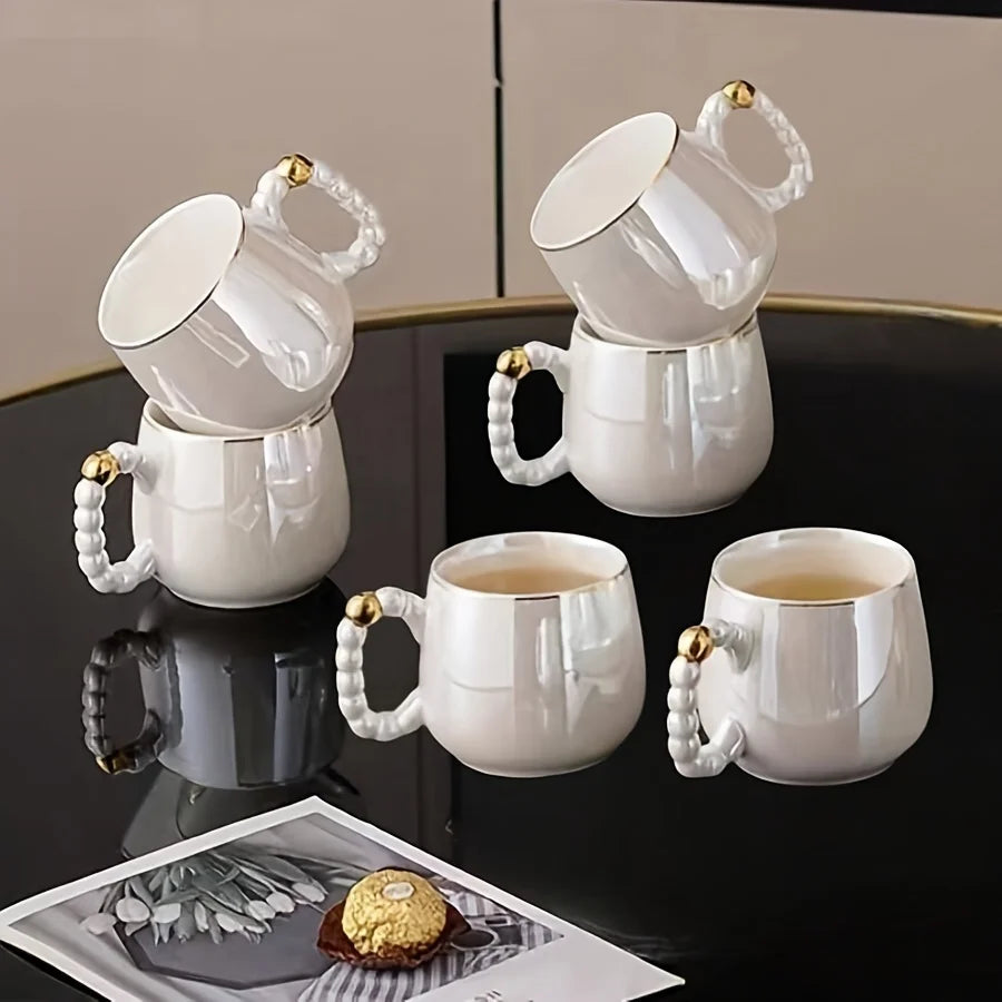 European Pearl White Porcelain Tea Set