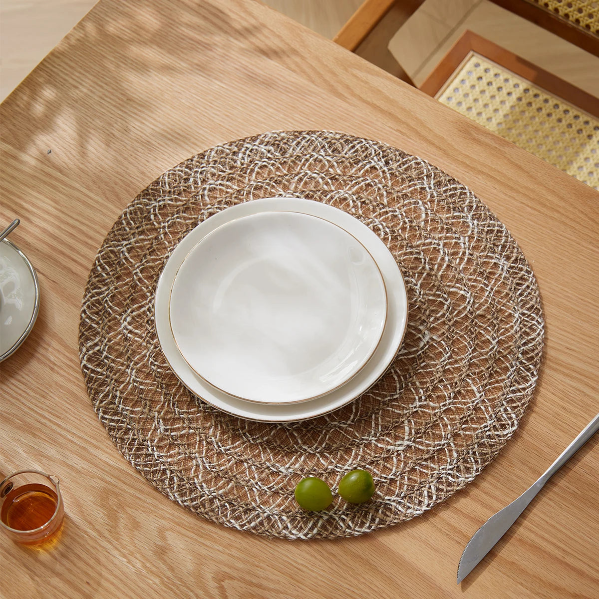 Natural Jute Round Placemats - Set of 4/6