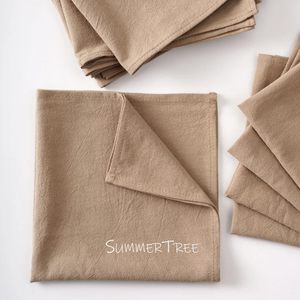 10pcs Vintage Washed Cotton Napkins Soft Design