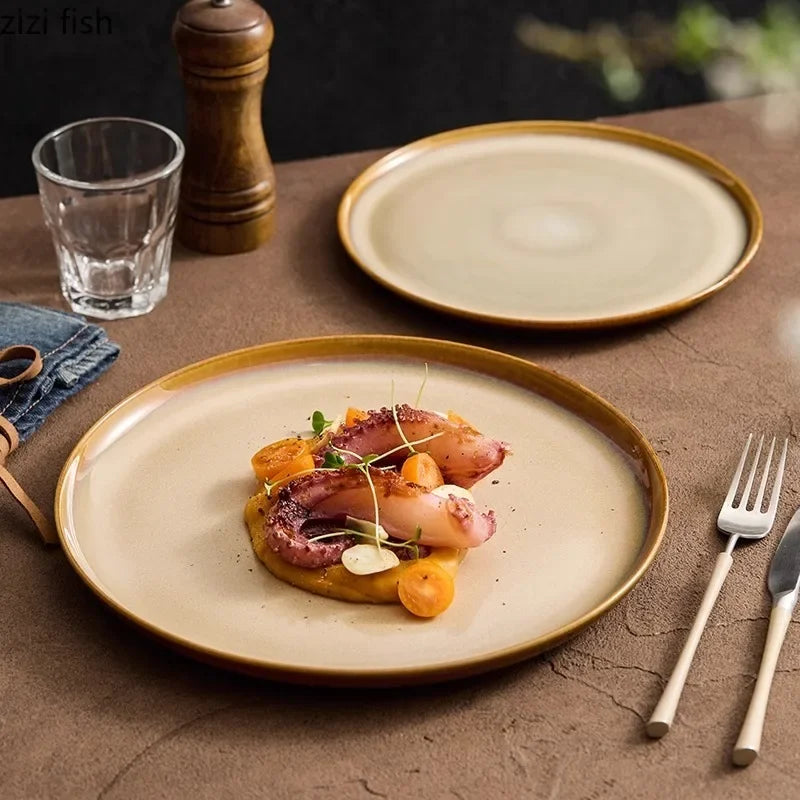 Ceramic Brown Retro Flat Plate