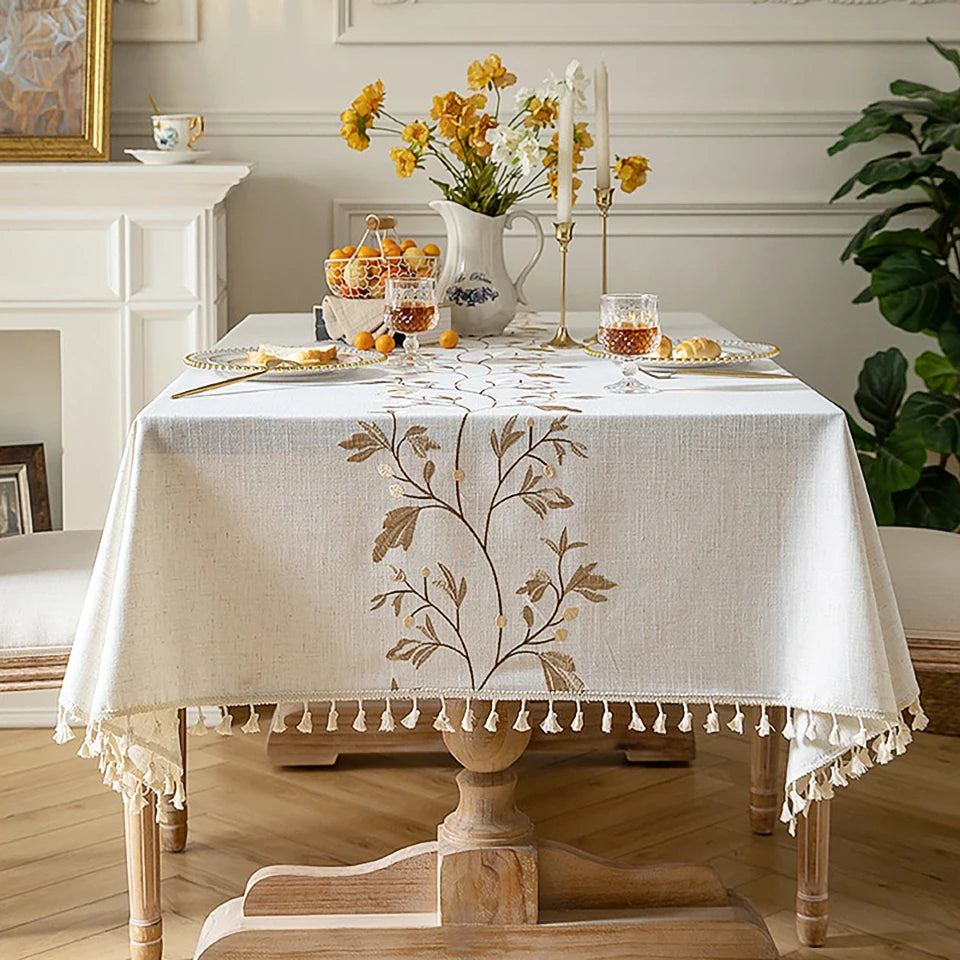 Battilo Waterproof Tablecloth in Linen-Cotton Blend