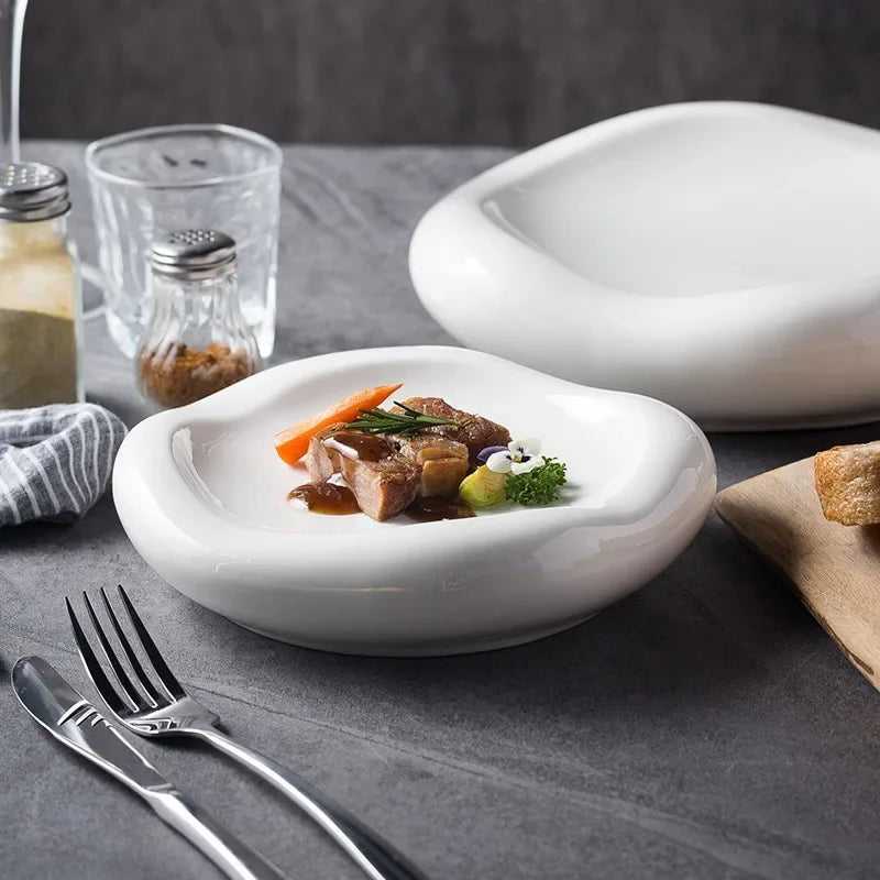 Cloud Shaped Ceramic Double-Layer Plate