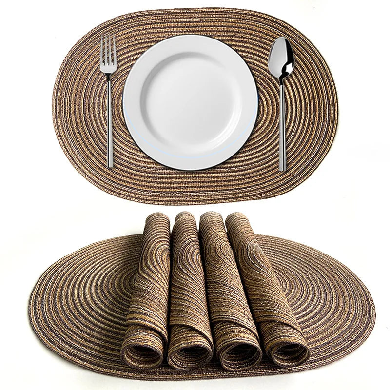 Oval Braided Placemats Set Natural Woven