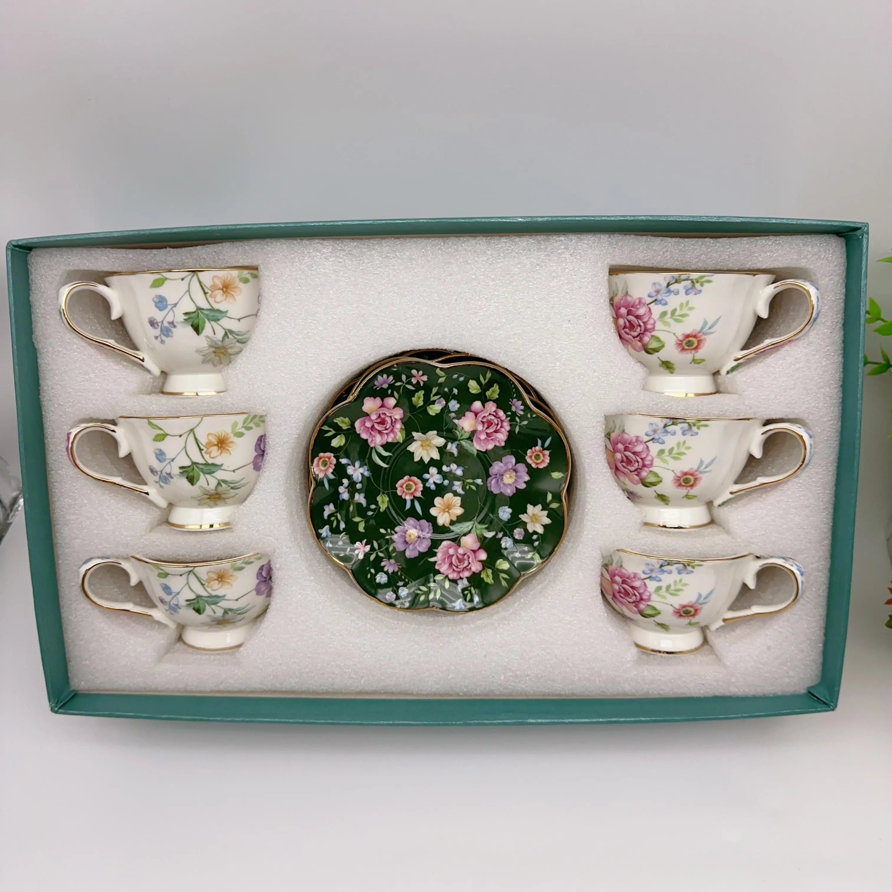 European Floral Coffee Cup Set 90ml (12 Piece)