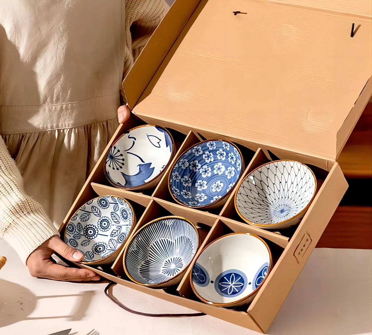 Japanese Ceramic Cereal and Snack Bowl Set