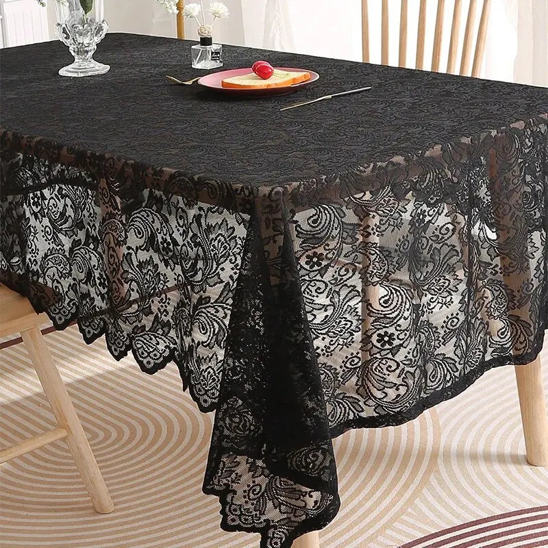 Black French Lace Tablecloth