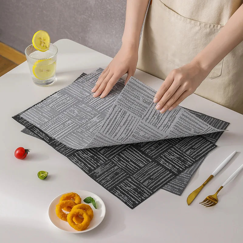 PVC Woven Rectangle Placemats - Set of 4