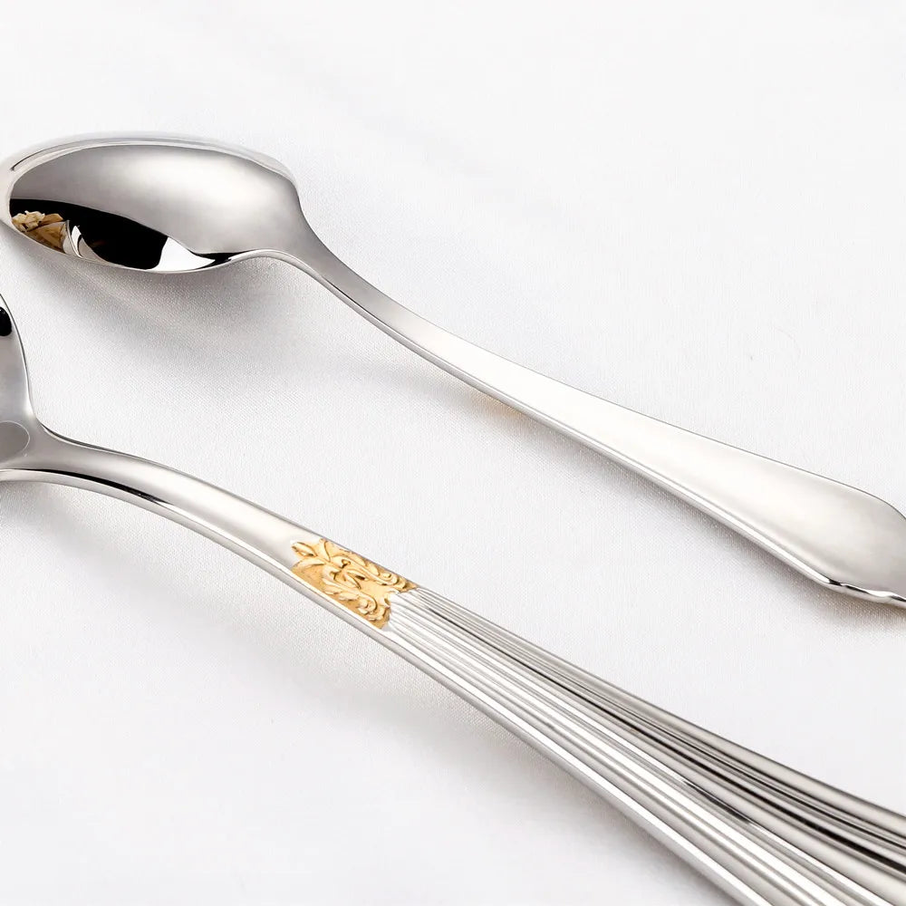 Luxury Gold Plated Stainless Steel Flatware Set