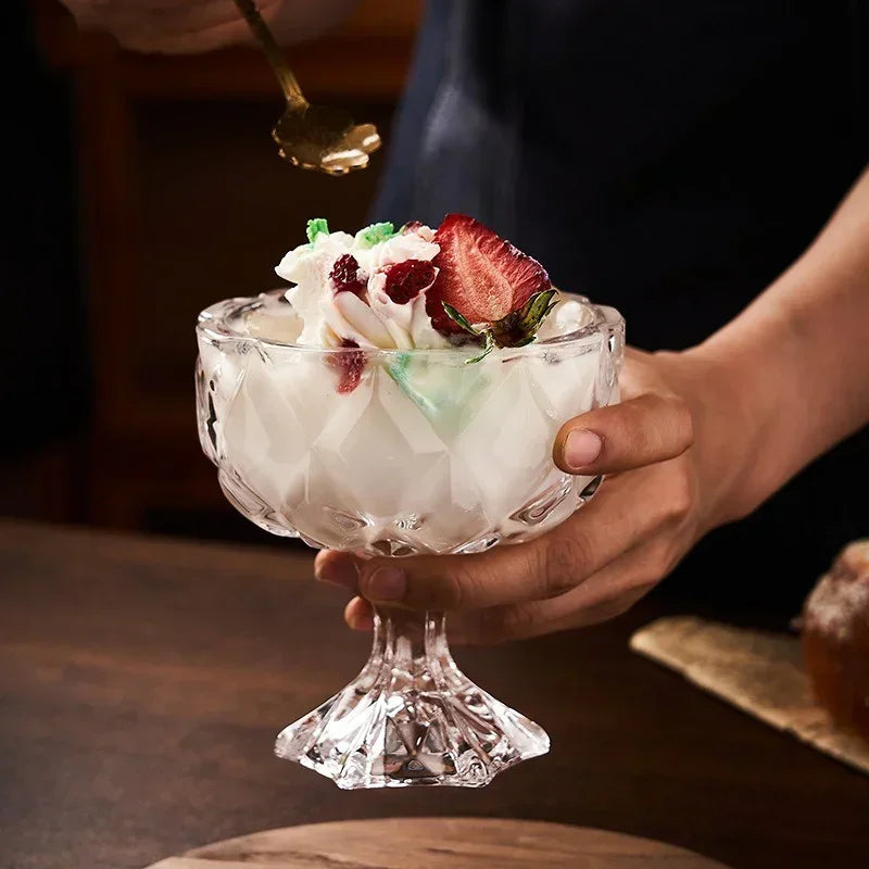 Hand Painted Glass Ice Cream and Dessert Cup