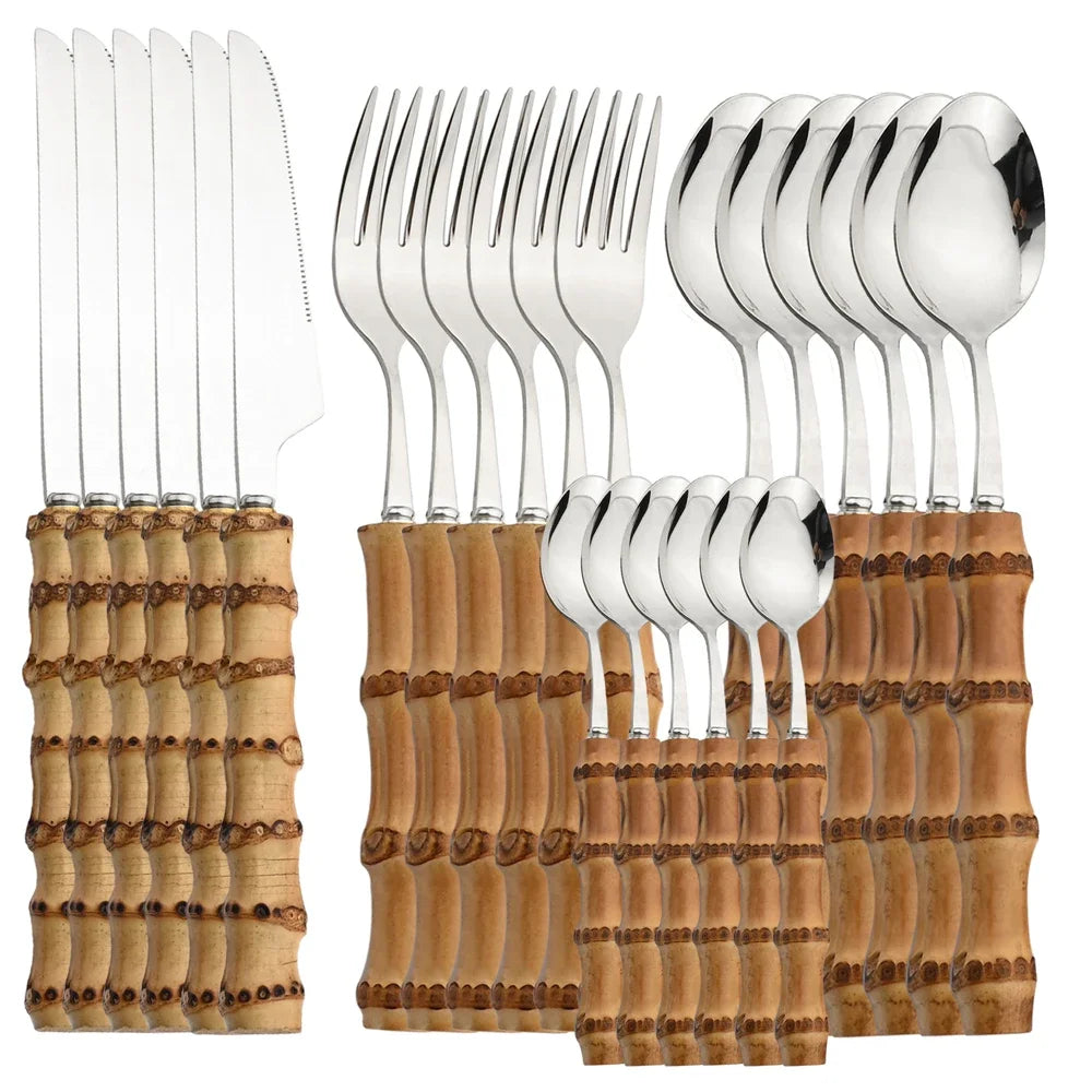 Bamboo Handle Stainless Steel Cutlery Set