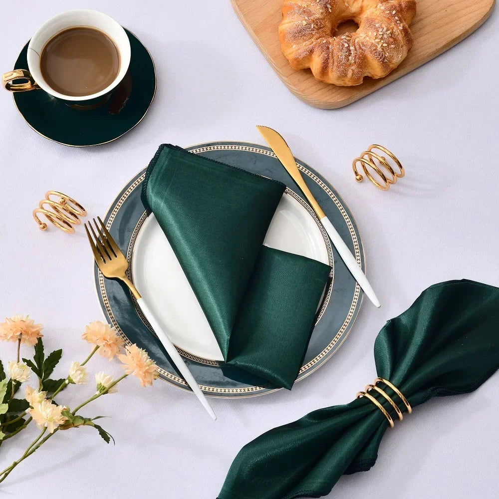 12pcs Satin Dinner Napkins Soft Square Design