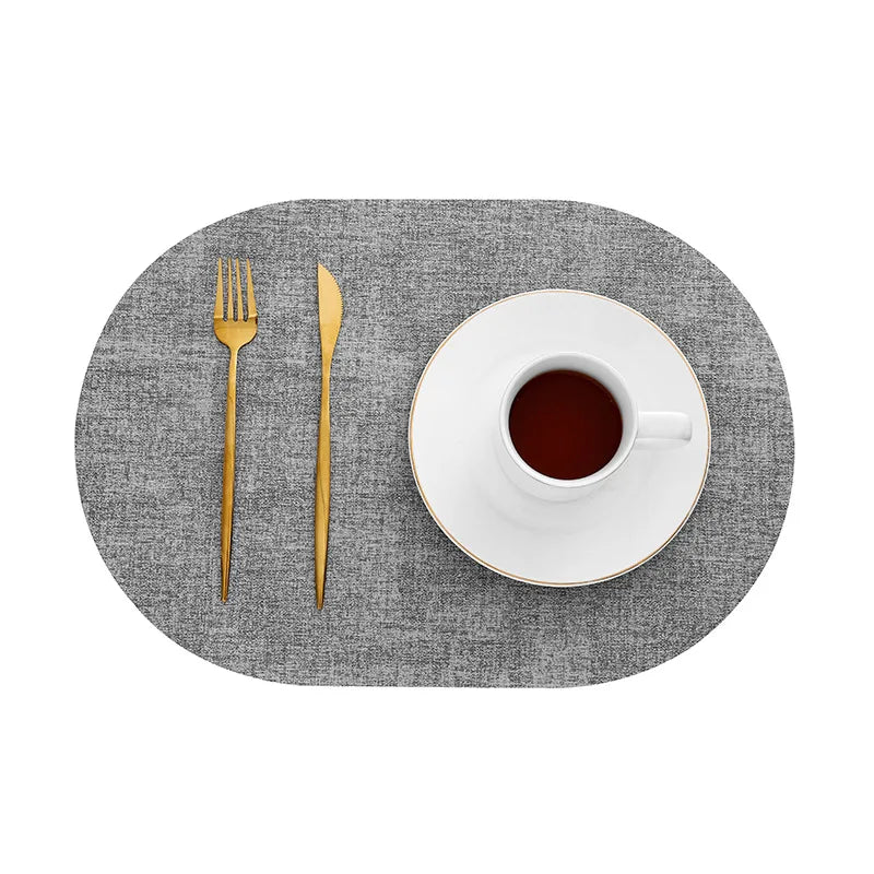 Faux Leather Finish Oval Placemats 6-Pack 45 x 30 cm