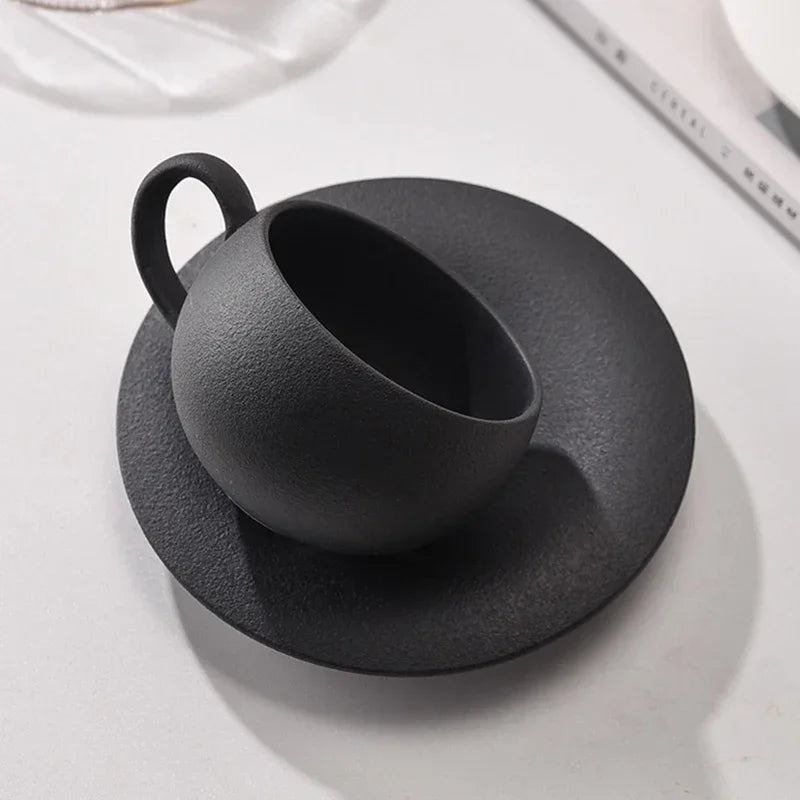 Japanese Black and White Stone Coffee Cup Set