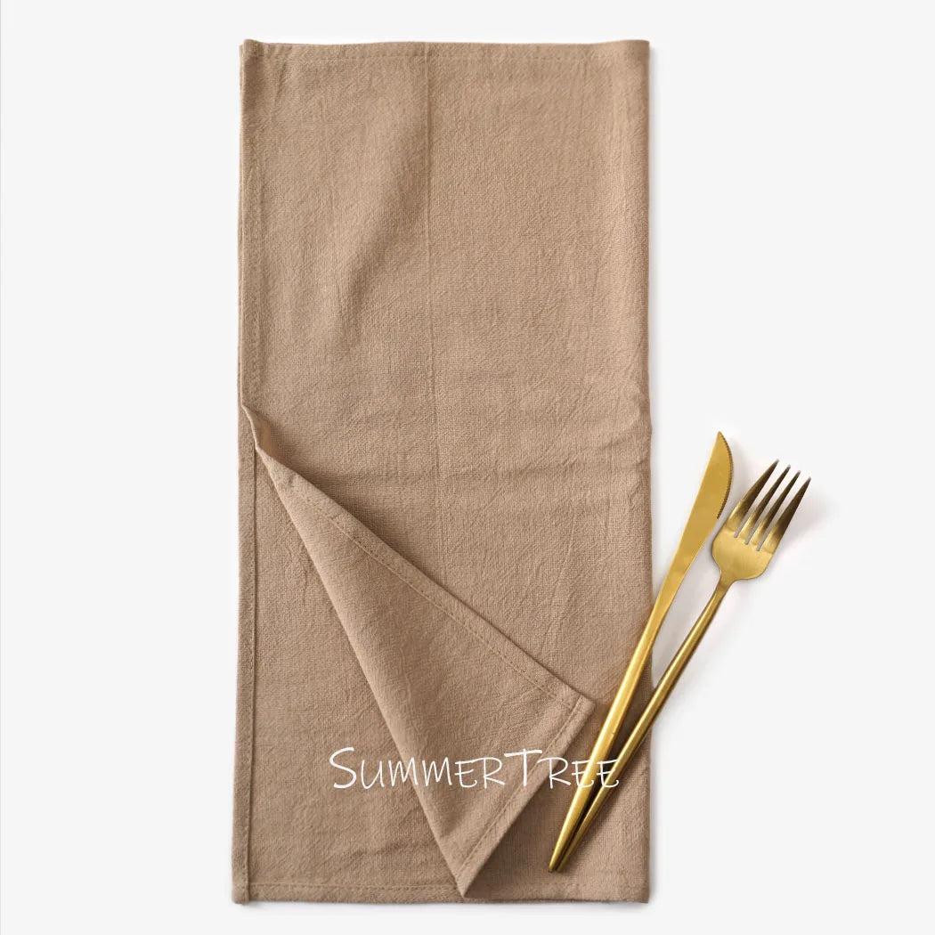 10pcs Vintage Washed Cotton Napkins Soft Design