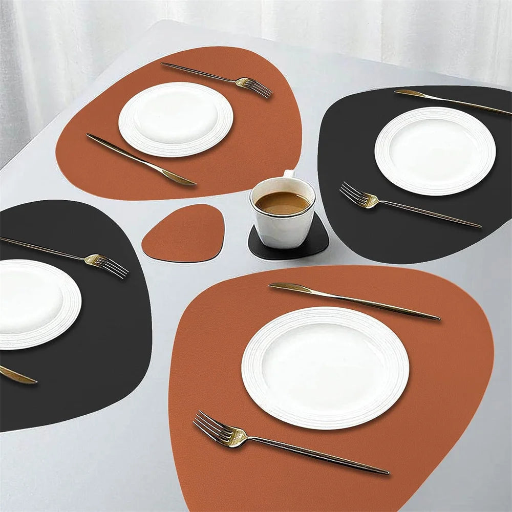 Irregular Shape PU Leather Placemats Set