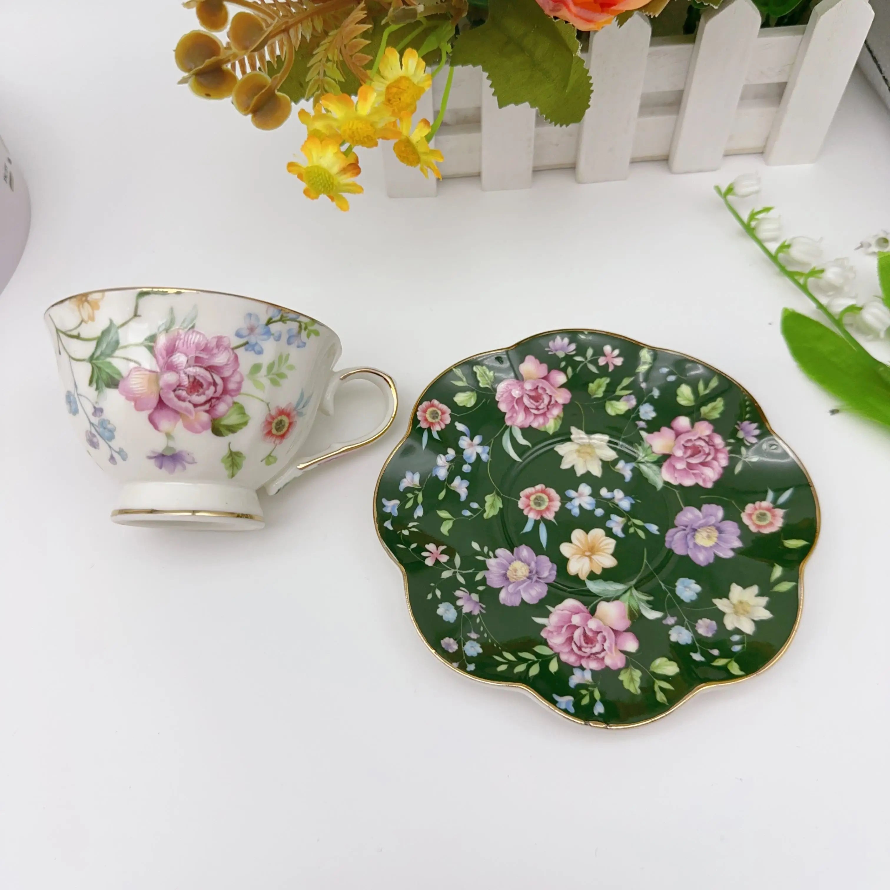 European Floral Coffee Cup Set 90ml (12 Piece)