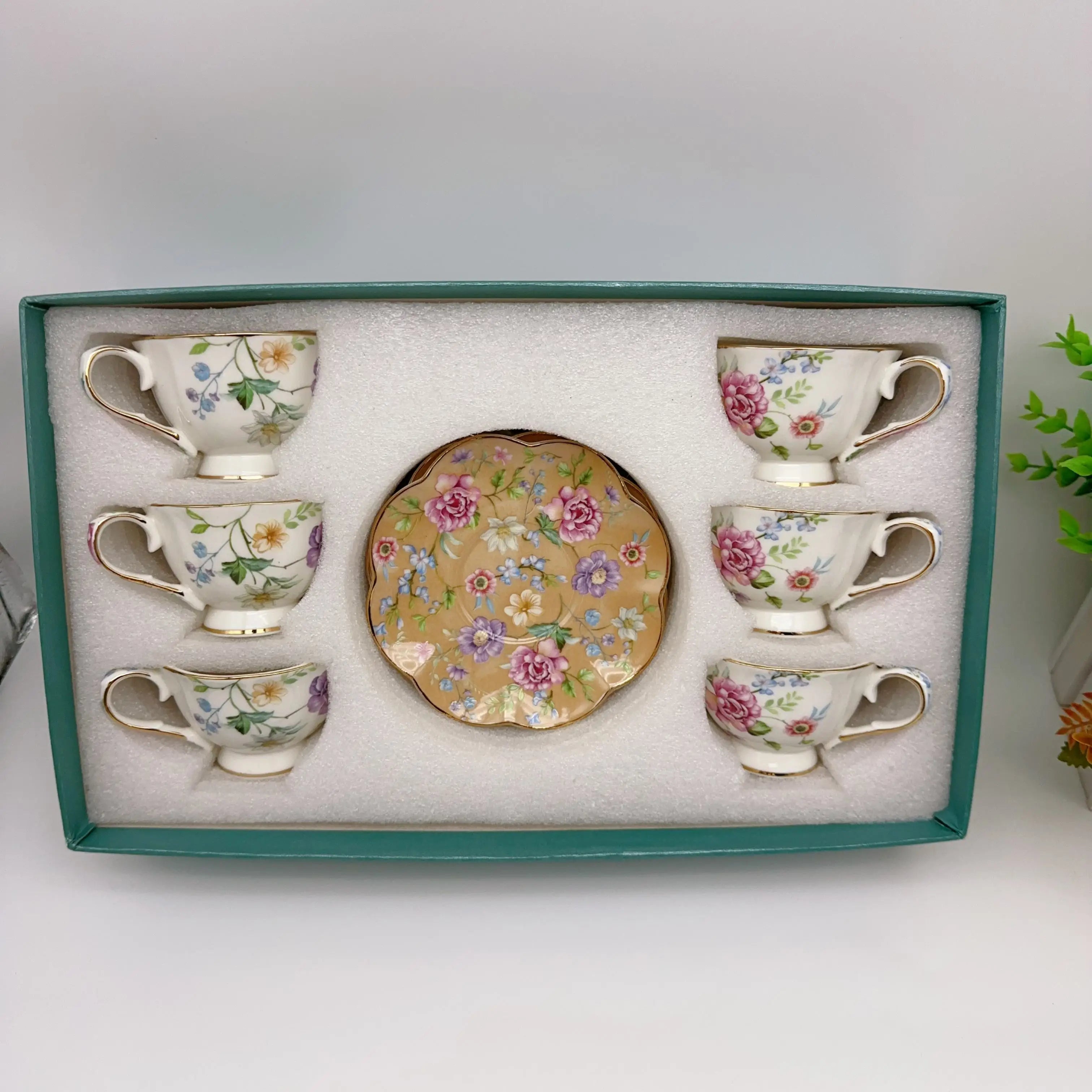 European Floral Coffee Cup Set 90ml (12 Piece)