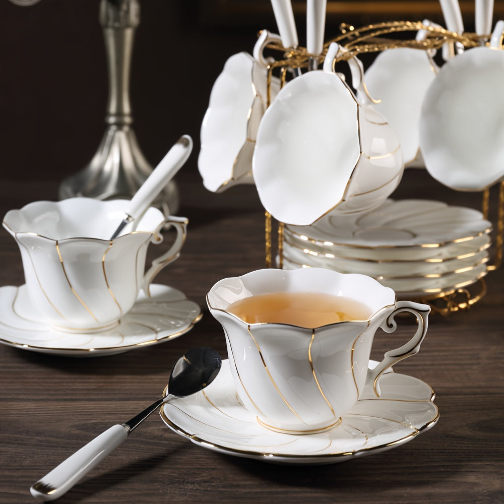 Coffee Cups, Saucers, Spoons and Display Rack Set for 6, view 6