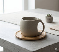 Ceramic Coffee Cup and Saucer Set — Ergonomic Handle, 220 ml
