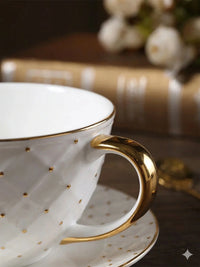 Hand Painted Bone China Cups and Saucers Set of 6