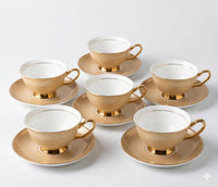 Bone China Coffee Cups and Saucers Set of 6