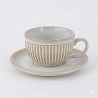 Ceramic Espresso Cups and Saucers Set of 6 — Vintage Stripe