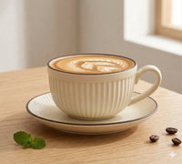 Ceramic Latte Cup and Saucer Set for Coffee or Tea
