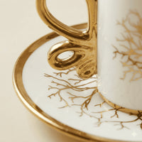 White Ceramic Coffee Cups and Saucers Set of 6