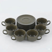 Ceramic Espresso Cups and Saucers Set of 6 — Vintage Stripe