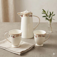 Bone China Tea Set with 8 Cups Saucers Teapot and Stand