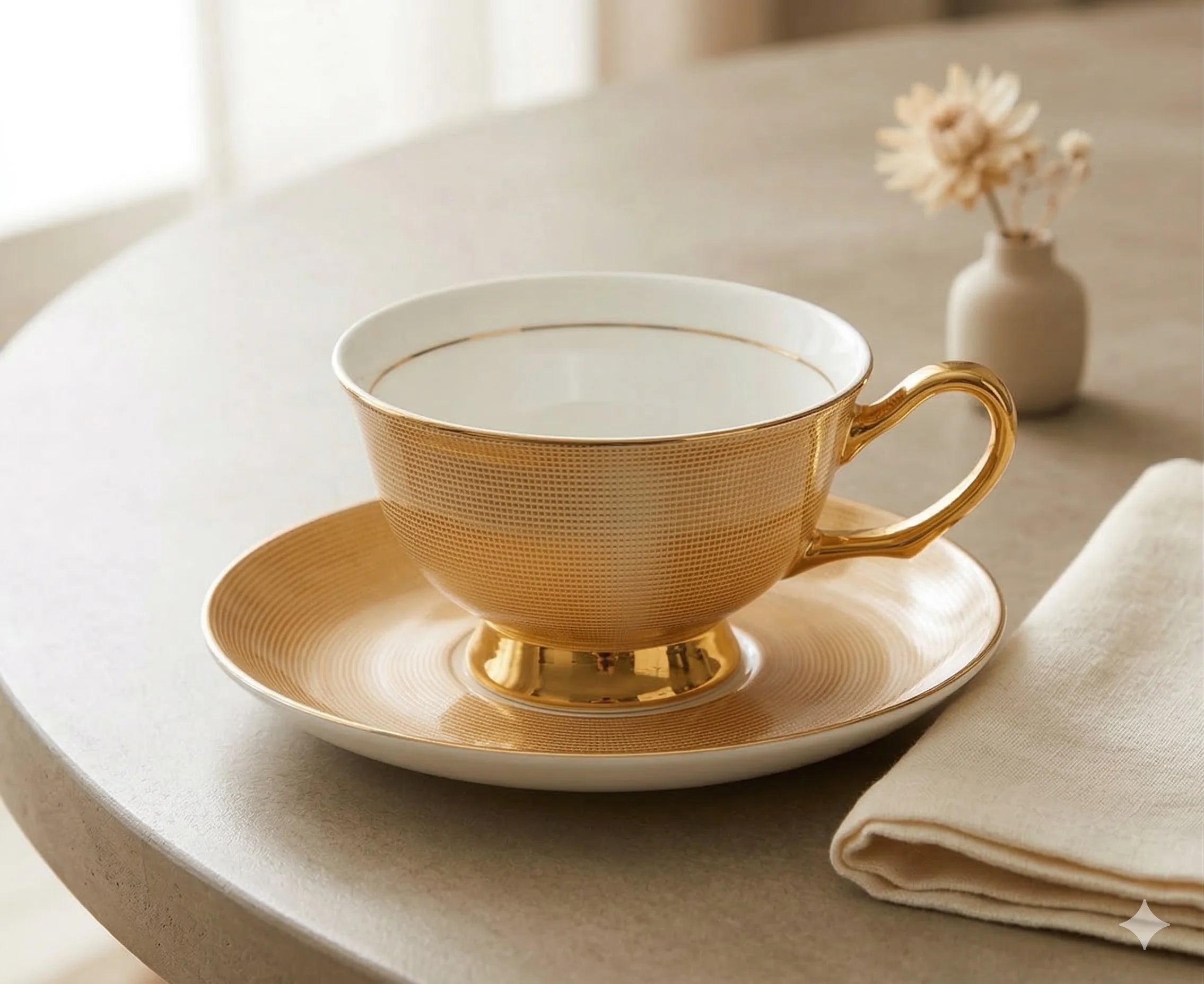 Bone China Coffee Cups and Saucers Set of 6, With Spoons, view 2
