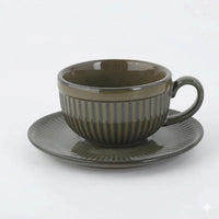 Ceramic Espresso Cups and Saucers Set of 6 — Vintage Stripe