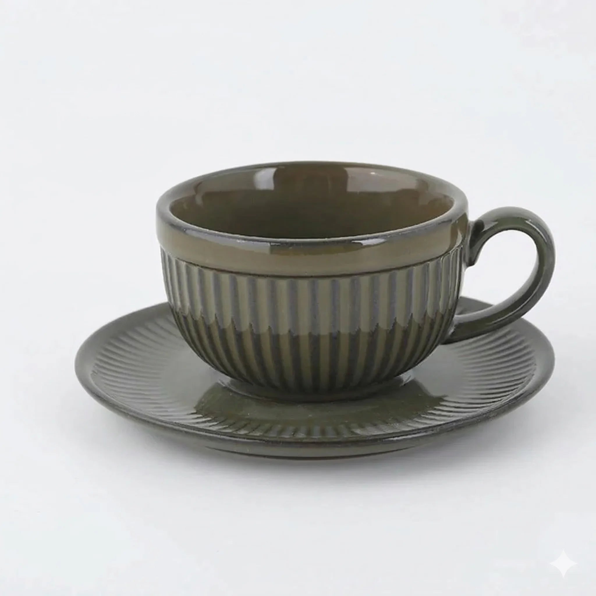 Ceramic Espresso Cups and Saucers Set of 6, Vintage Stripe, view 6