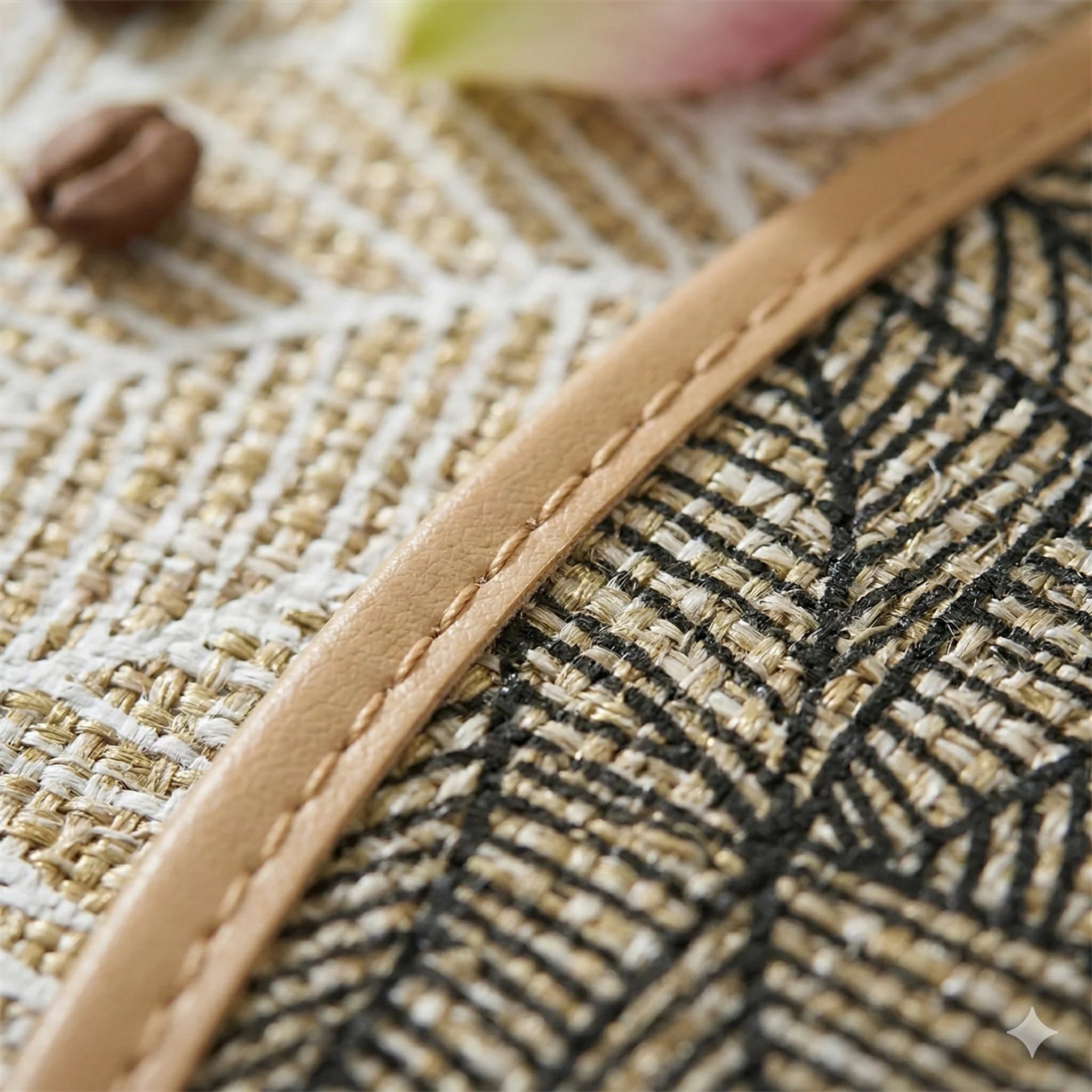 Round Linen Table Mats, Bohemian Leaf Print, Set of 6, view 2