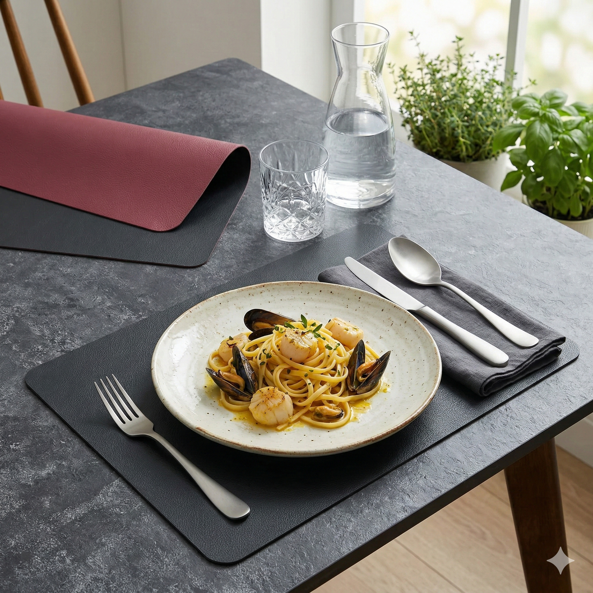 Faux Leather Rectangle Table Mats, Double-Sided, Set of 4