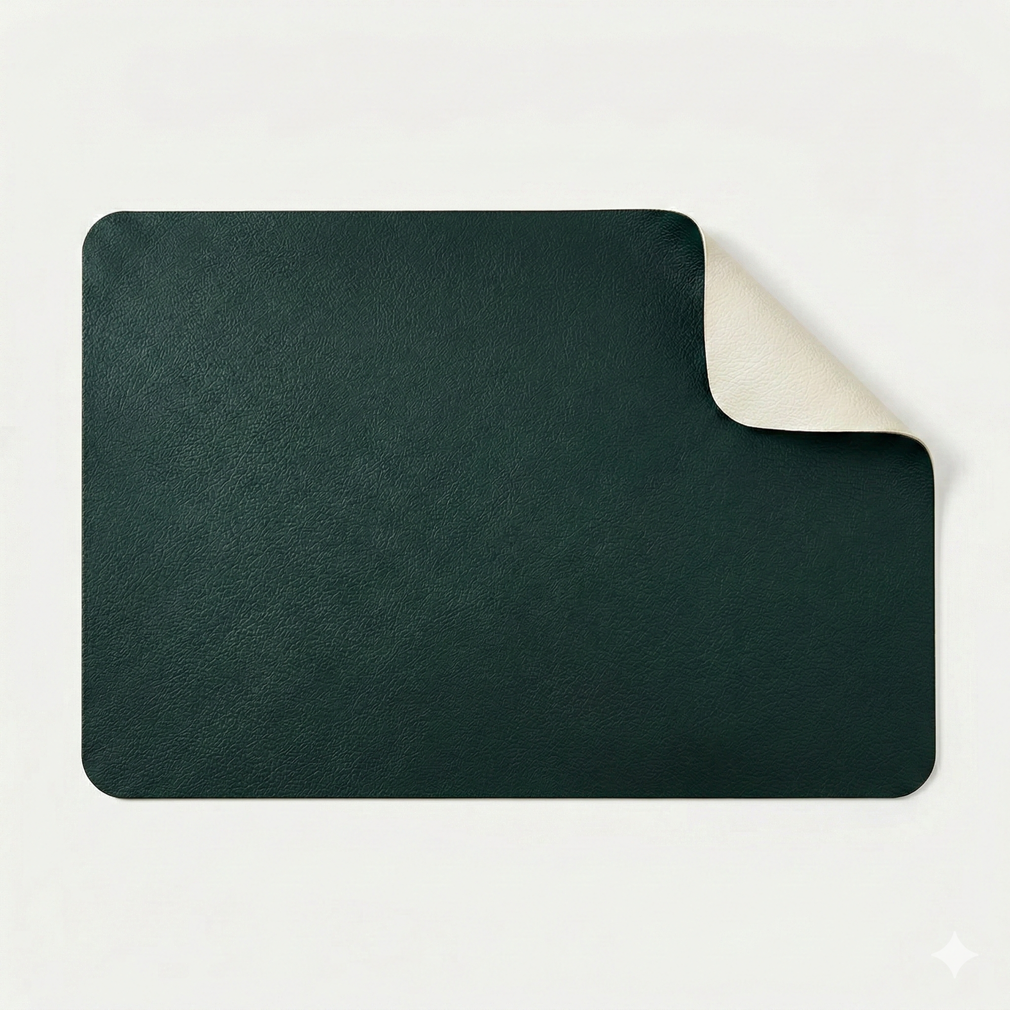 Faux Leather Rectangle Table Mats, Double-Sided, Set of 4 in Green
