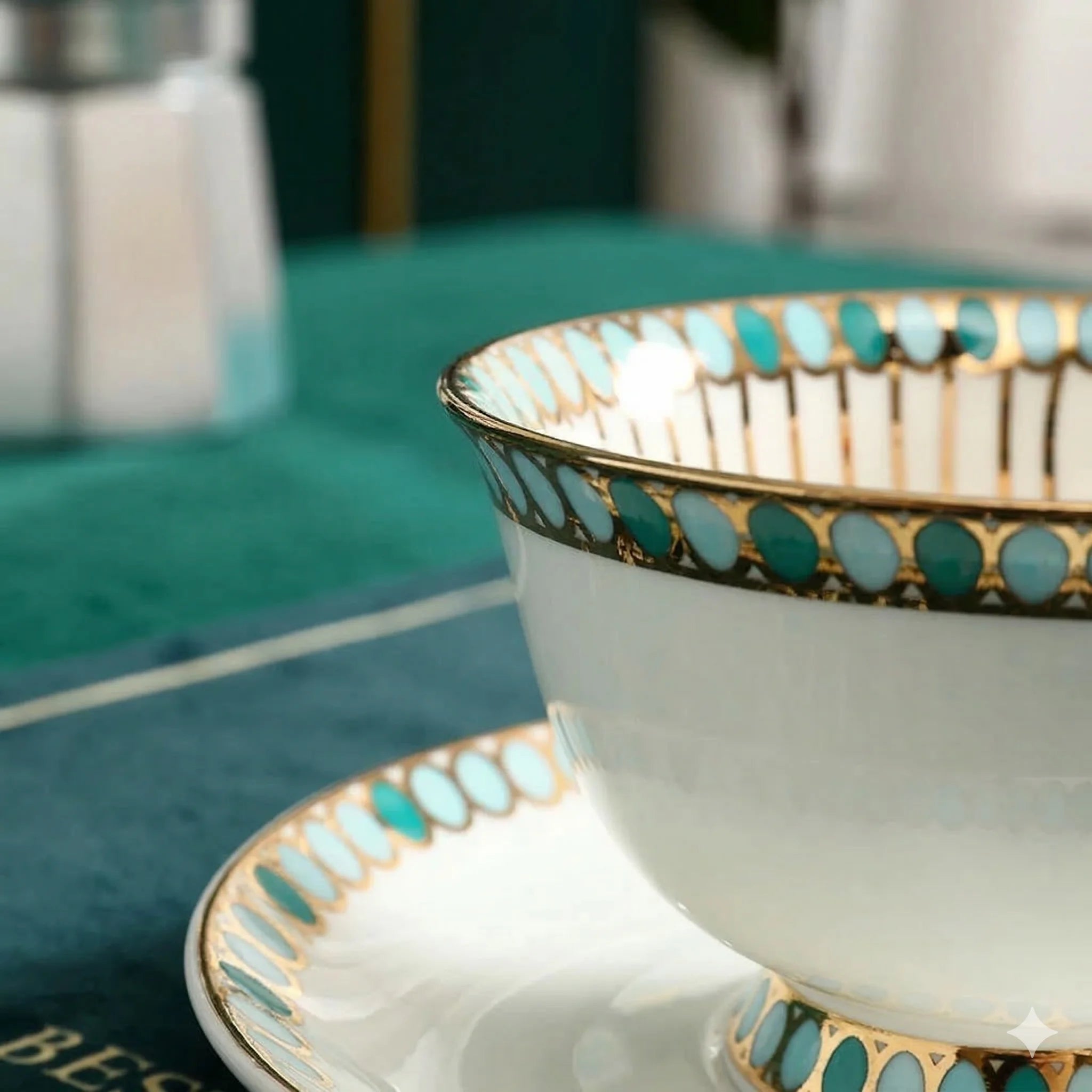 Bone China Coffee Cups Set for 2, With Spoons and Stand, view 3
