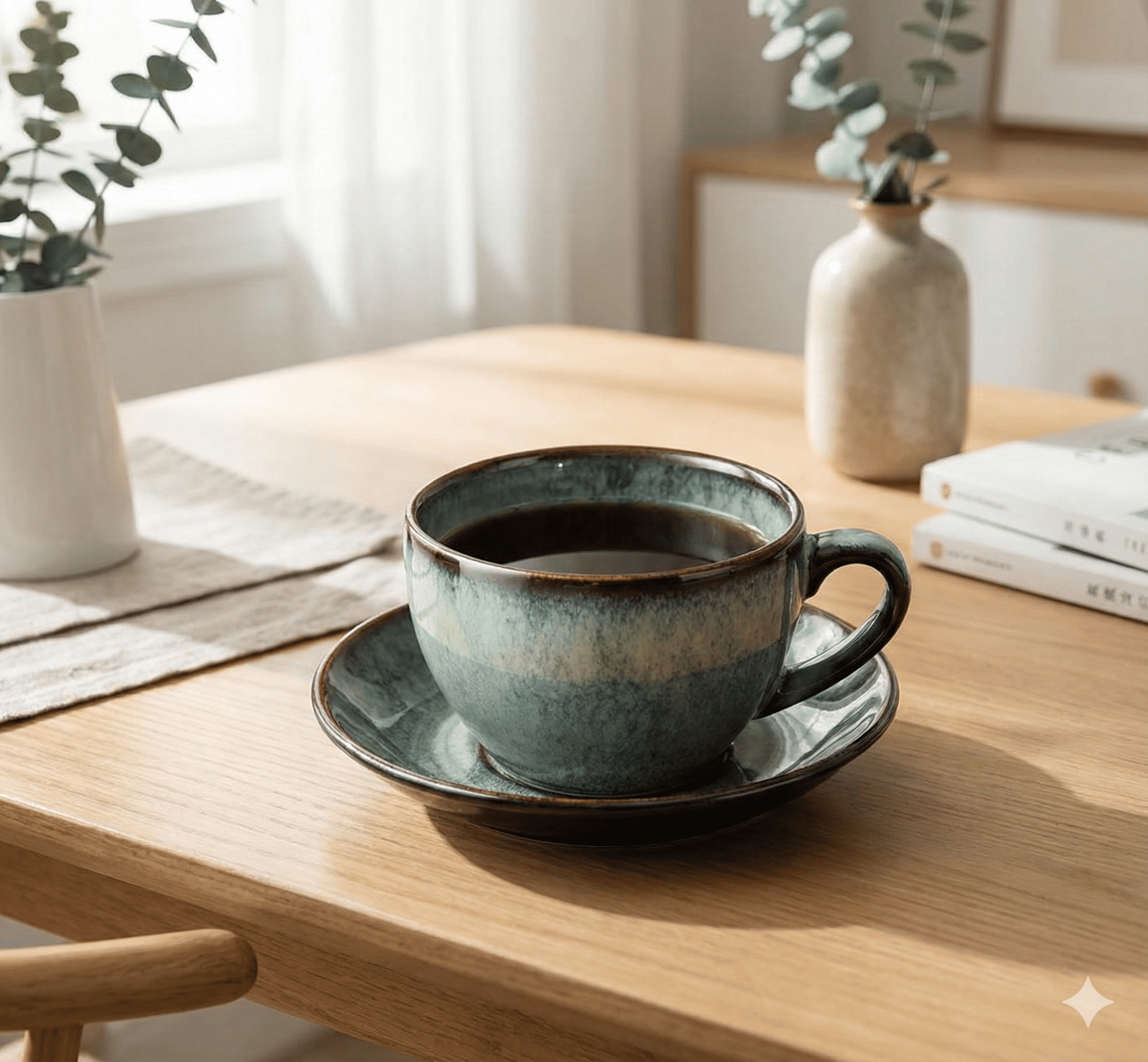Ceramic Coffee Cup and Saucer, Glazed Finish, 300 ml, view 4