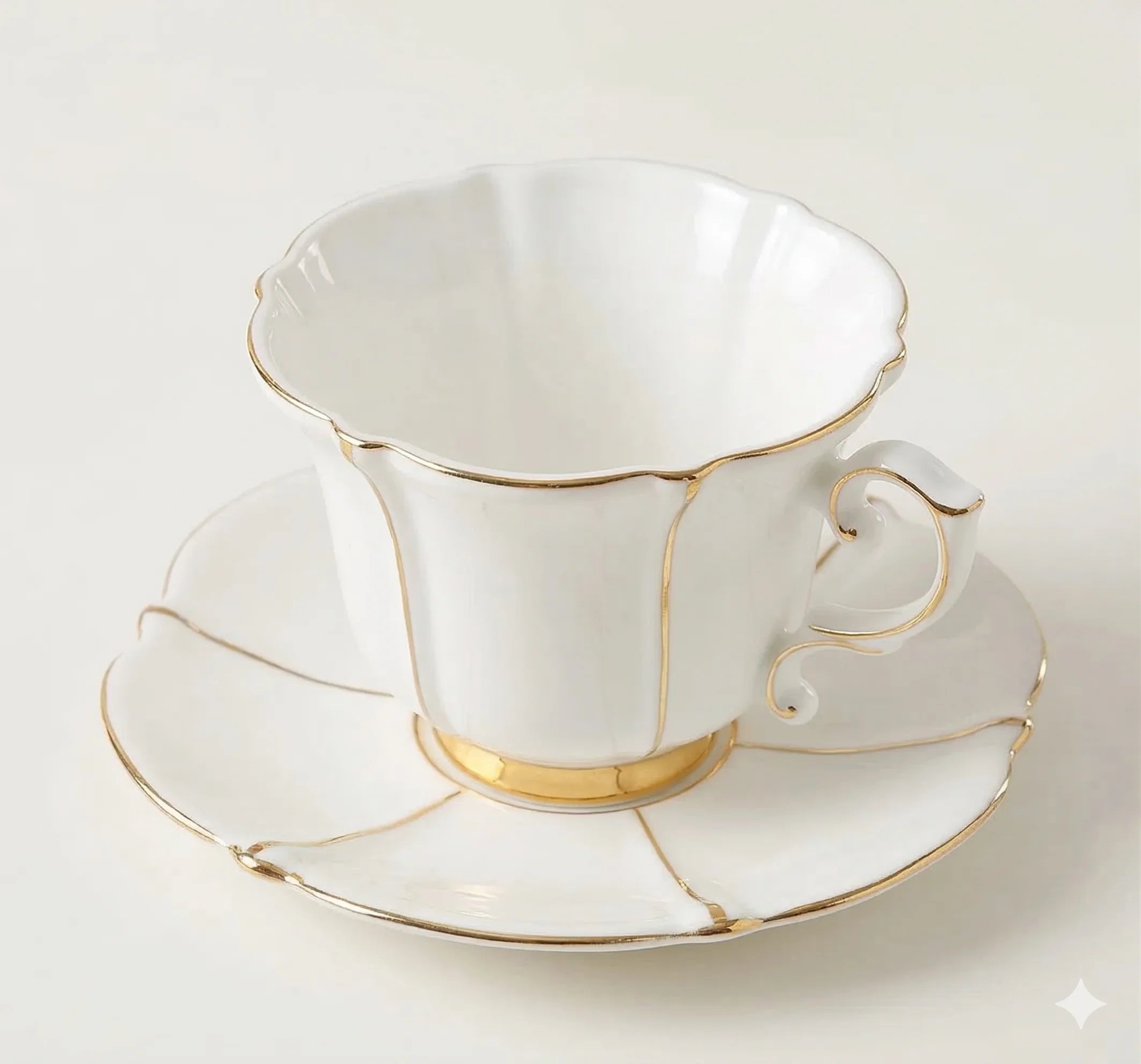 Bone China Tea Cups and Saucers Set of 6, On-Glazed, 200 ml, view 4