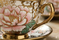 Porcelain Coffee Cups Saucers and Spoons Set of 6