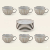 Ceramic Espresso Cups and Saucers Set of 6 — Vintage Stripe
